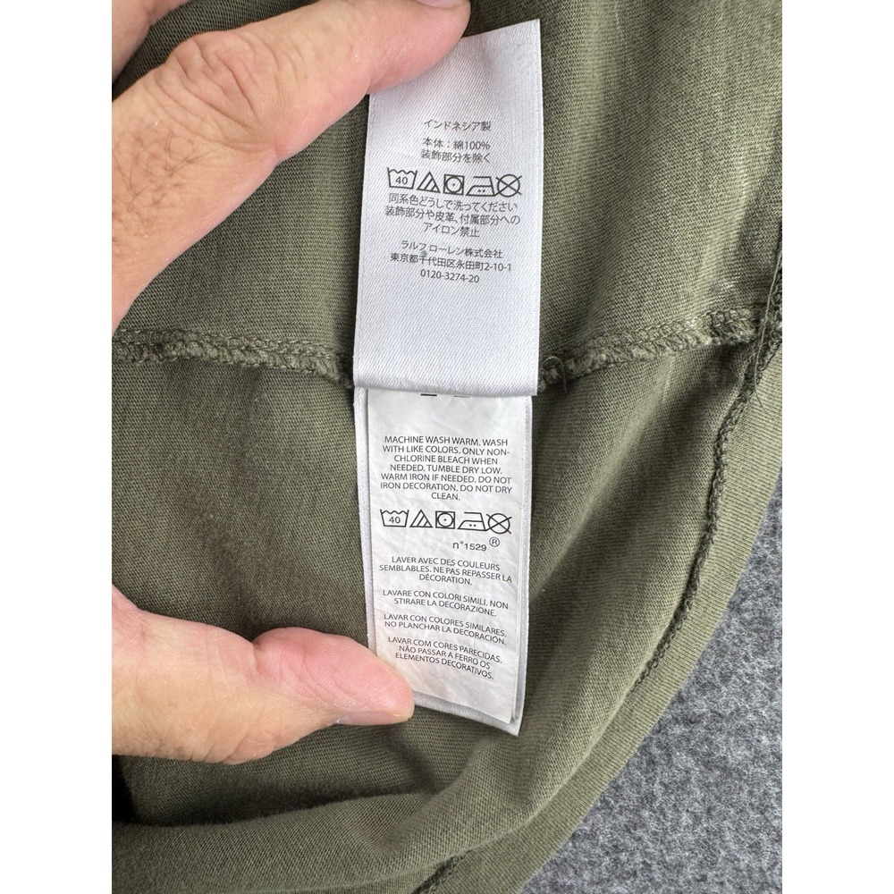 Polo Ralph Lauren T Shirt Mens Size Large Military Green Long Sleeve Crewneck - Picture 16 of 16